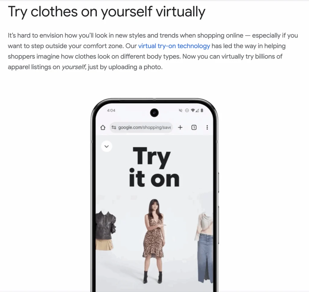 Google Shopping Virtual Try-On