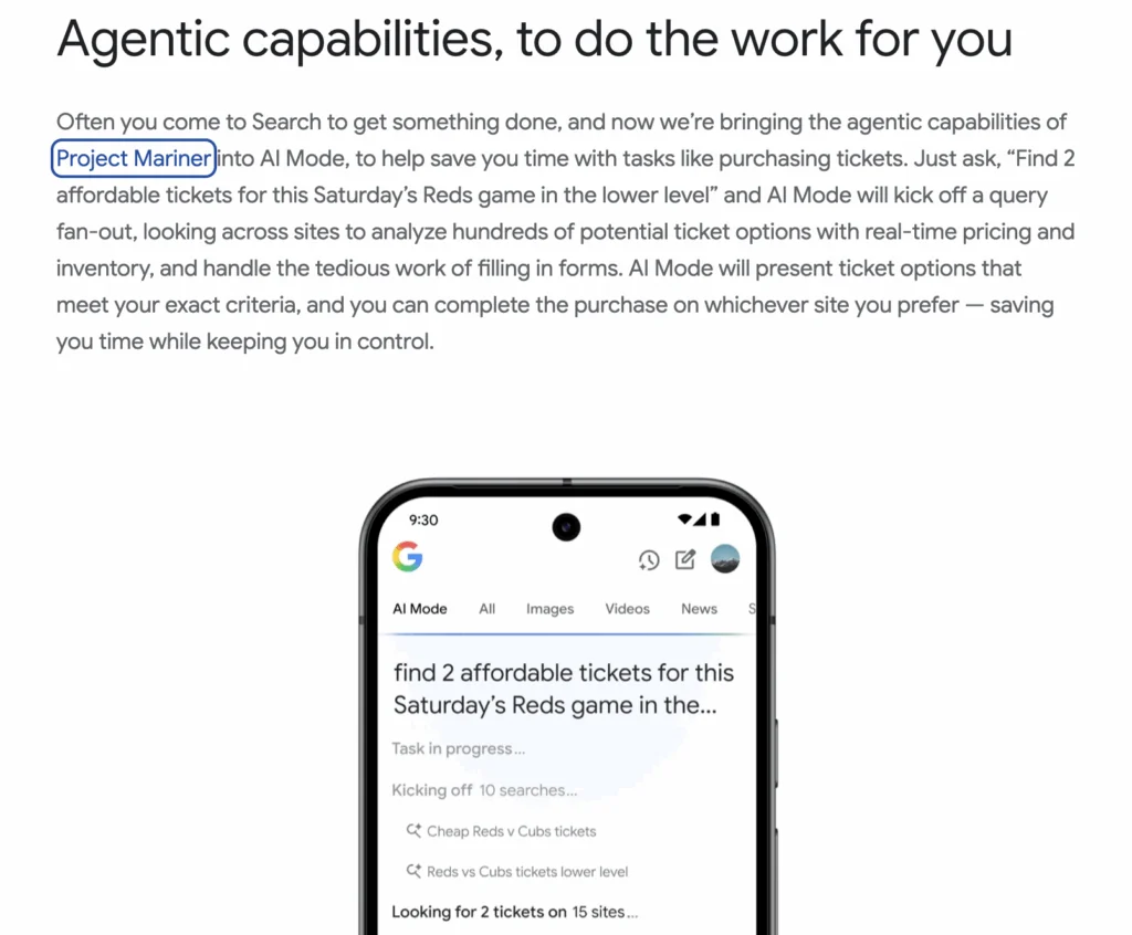 Project Mariner Agentic Search Automation